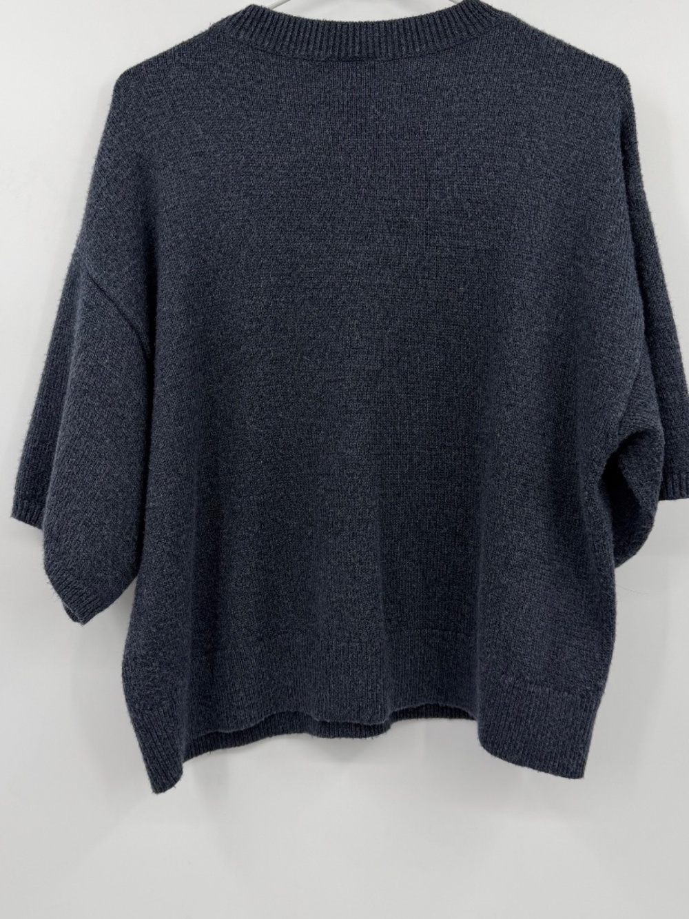 Ann Taylor Factory Sweater Top Women XL Blue Short Sleeve Knit Crew Neck Preppy - Picture 5 of 10